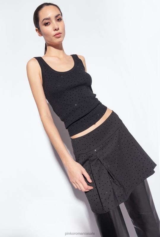 fuste mini | fustă mini din piatră integrală galleria Pinko limuzina neagră B0D08815