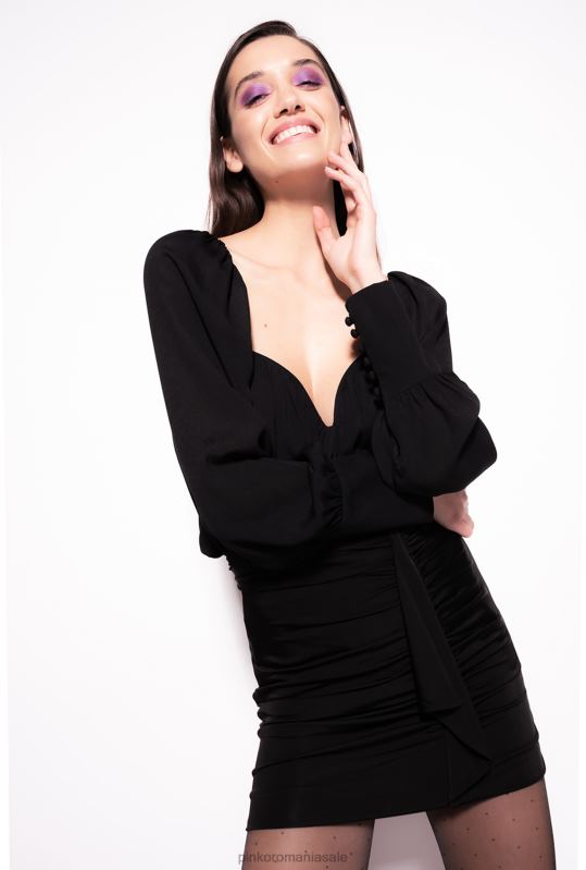 fuste mini | fusta mini cu adunare Pinko limuzina neagră B0D08909