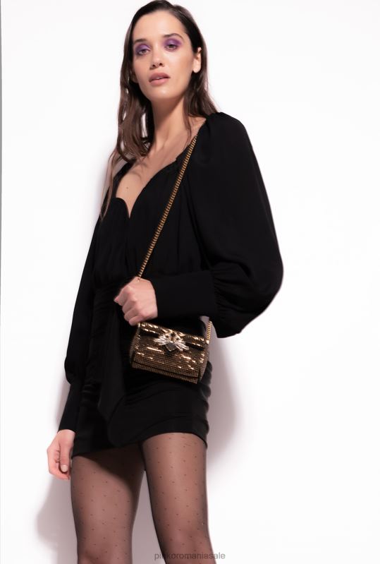 fuste mini | fusta mini cu adunare Pinko limuzina neagră B0D08909