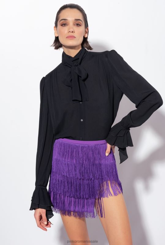fuste mini | fusta mini cu franjuri fine Pinko violet violet B0D08810