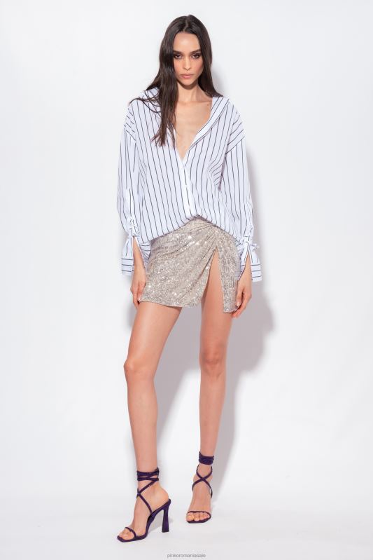 fuste mini | fusta mini cu paiete Pinko argint metalic B0D08901