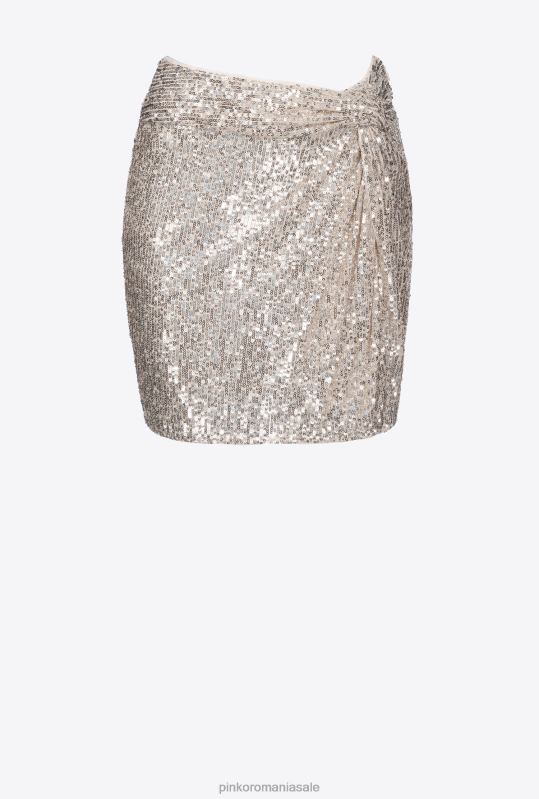 fuste mini | fusta mini cu paiete Pinko argint metalic B0D08901