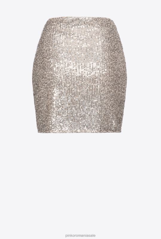fuste mini | fusta mini cu paiete Pinko argint metalic B0D08901