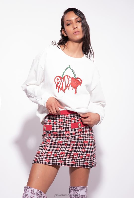 fuste mini | fusta mini din jacquard love birds Pinko negru/alb/rosu B0D08794