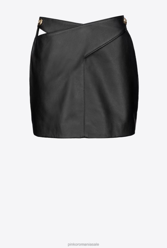 fuste mini | fusta mini din piele nappa Pinko limuzina neagră B0D08820