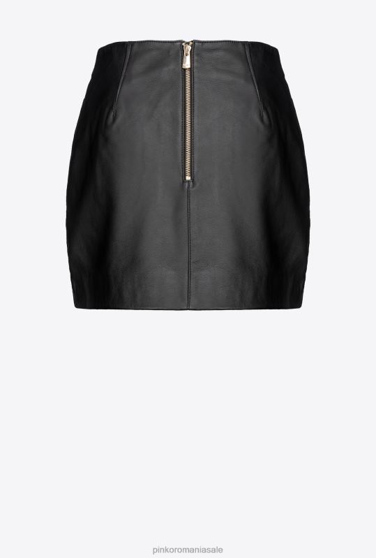 fuste mini | fusta mini din piele nappa Pinko limuzina neagră B0D08820