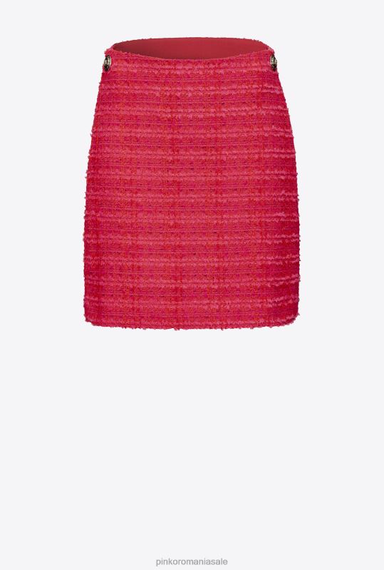 fuste mini | fusta mini din tweed cu model Pinko multi fucsia/rosu B0D08796