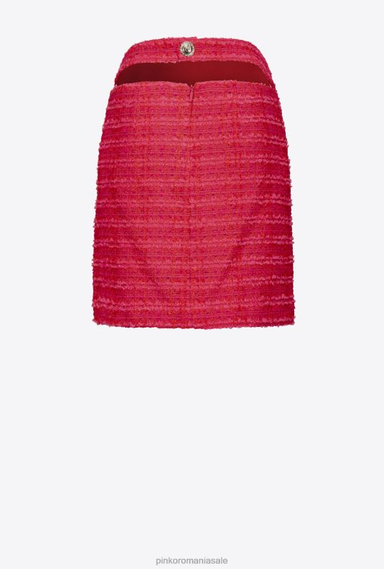fuste mini | fusta mini din tweed cu model Pinko multi fucsia/rosu B0D08796
