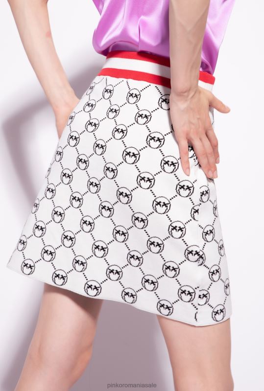 fuste mini | fusta mini jacquard monogram Pinko mult. alb/negru/rosu B0D08829