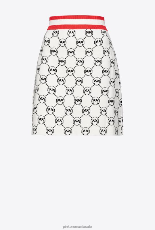 fuste mini | fusta mini jacquard monogram Pinko mult. alb/negru/rosu B0D08829