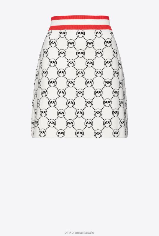 fuste mini | fusta mini jacquard monogram Pinko mult. alb/negru/rosu B0D08829
