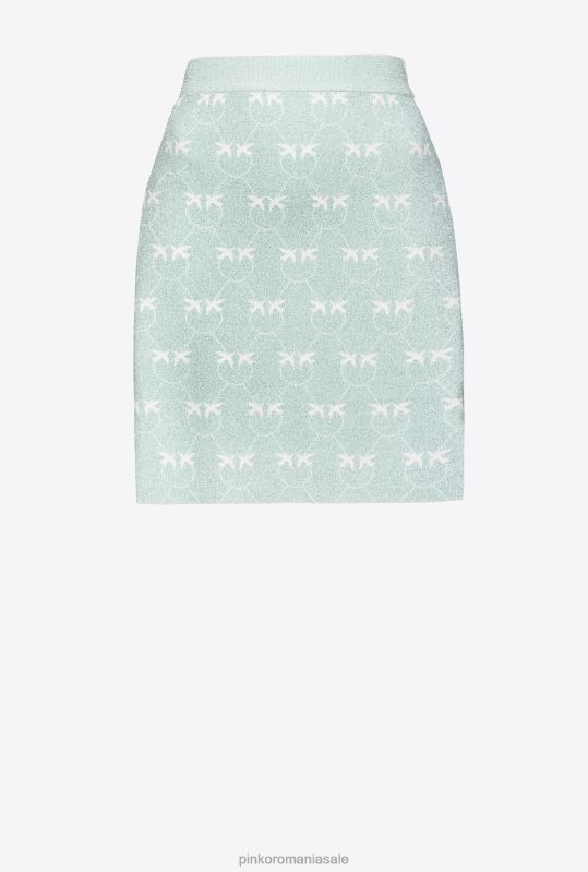 fuste mini | fusta mini lurex monogram Pinko acvamarin/alb B0D08822