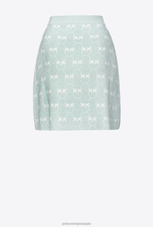 fuste mini | fusta mini lurex monogram Pinko acvamarin/alb B0D08822