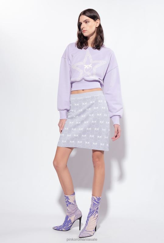 fuste mini | fusta mini lurex monogram Pinko liliac/alb B0D08823