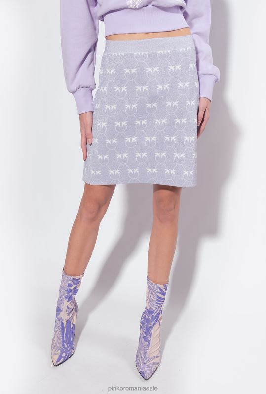 fuste mini | fusta mini lurex monogram Pinko liliac/alb B0D08823
