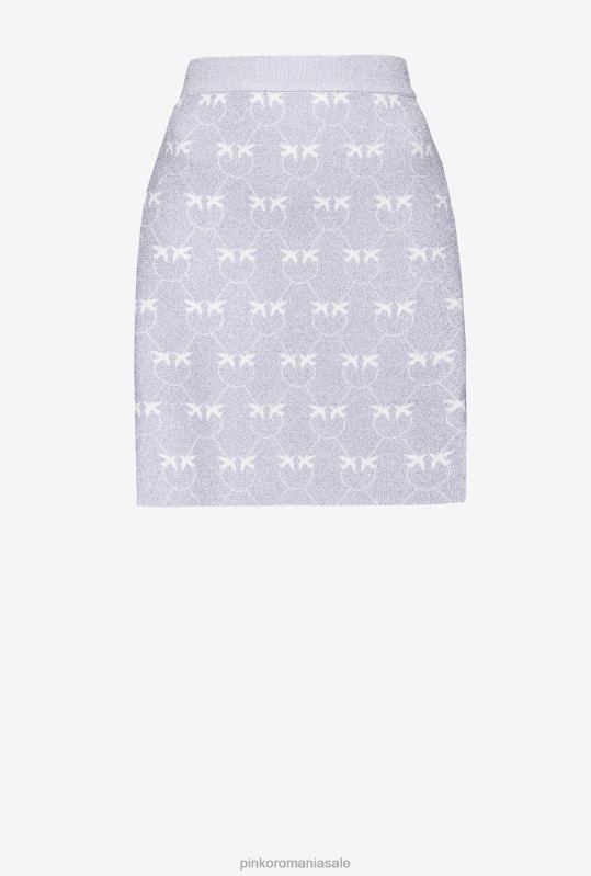 fuste mini | fusta mini lurex monogram Pinko liliac/alb B0D08823