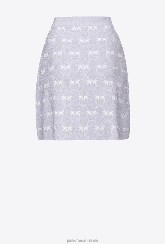 fuste mini | fusta mini lurex monogram Pinko liliac/alb B0D08823
