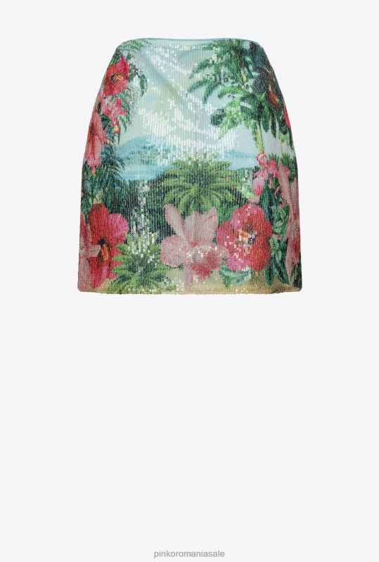 fuste mini | fusta mini peisaj cu paiete Pinko multi.verde/roz B0D08904