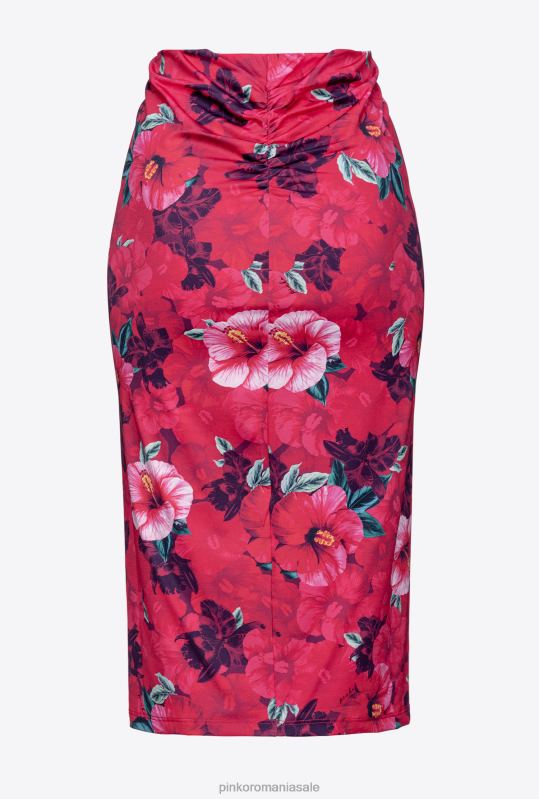 fuste până la jumătatea gambei | Fusta până la gambe cu imprimeu hibiscus Pinko multi. fucsia/roz B0D08821