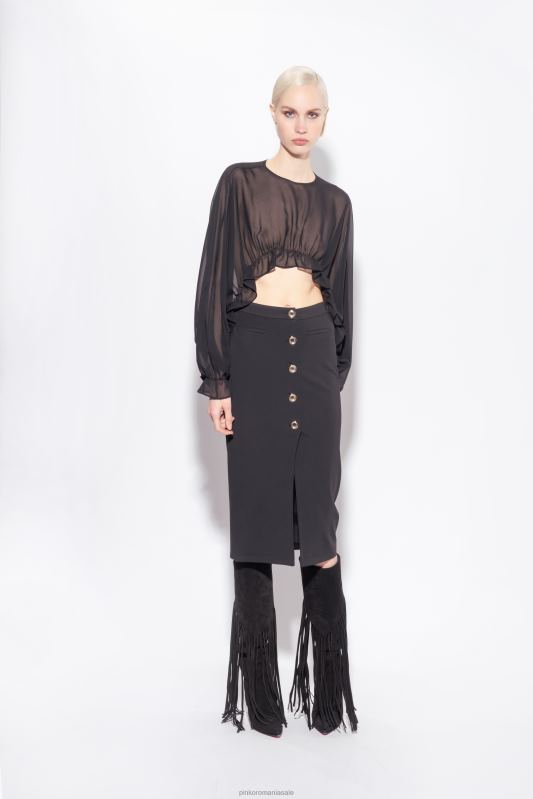 fuste până la jumătatea gambei | fustă cu nasturi până la gambă Pinko limuzina neagră B0D08806