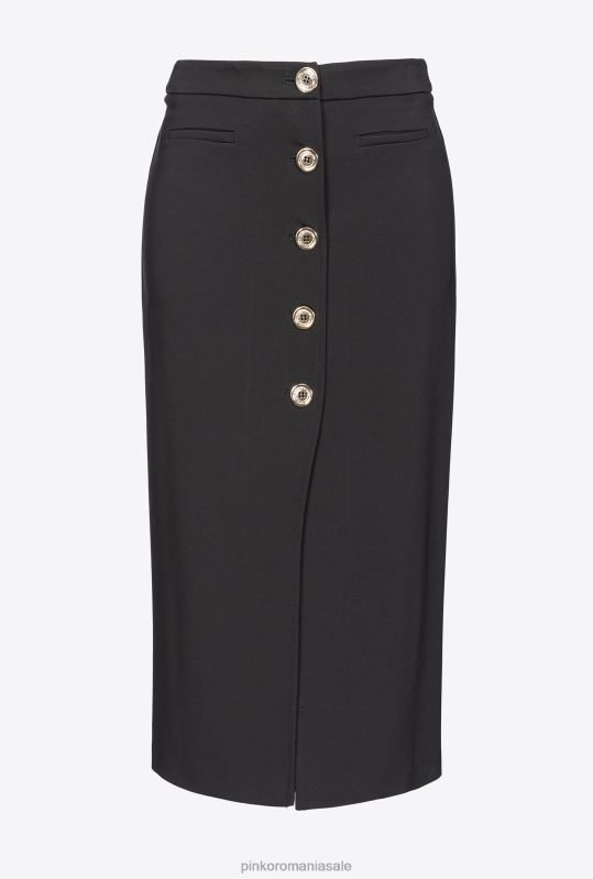 fuste până la jumătatea gambei | fustă cu nasturi până la gambă Pinko limuzina neagră B0D08806