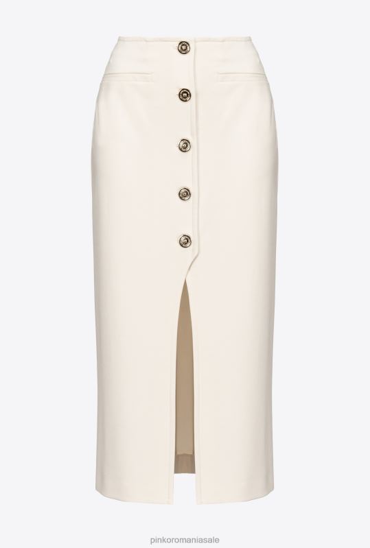fuste până la jumătatea gambei | fustă cu nasturi până la gambă Pinko roz alb fum B0D08805