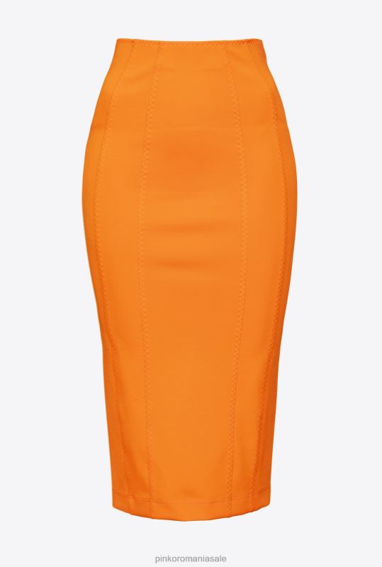 fuste până la jumătatea gambei | fustă până la gambă cu fante Pinko portocaliu deschis B0D08907