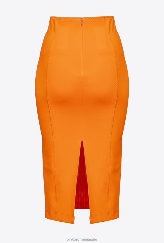 fuste până la jumătatea gambei | fustă până la gambă cu fante Pinko portocaliu deschis B0D08907