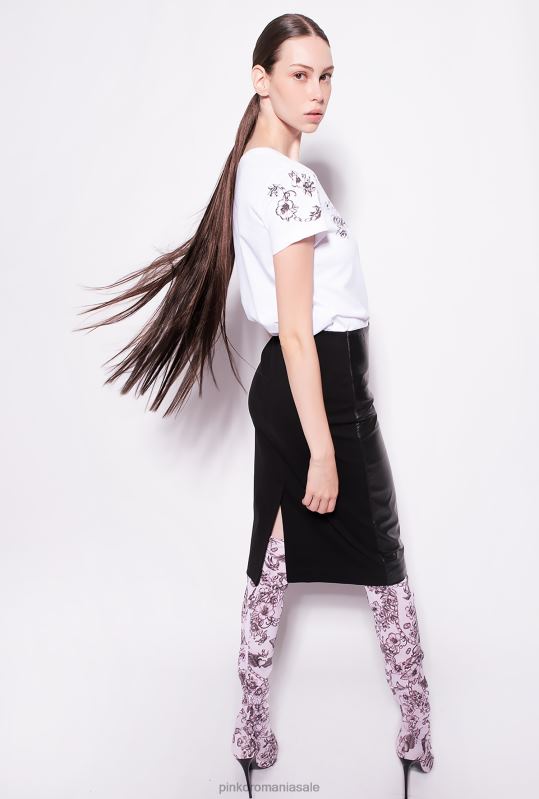 fuste până la jumătatea gambei | fusta bimateriala pana la gambe Pinko limuzina neagră B0D08916