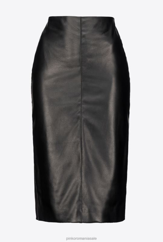 fuste până la jumătatea gambei | fusta bimateriala pana la gambe Pinko limuzina neagră B0D08916