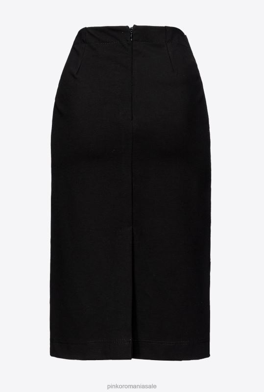 fuste până la jumătatea gambei | fusta bimateriala pana la gambe Pinko limuzina neagră B0D08916