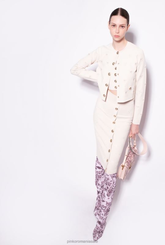 fuste până la jumătatea gambei | fusta jacquard love birds Pinko bej mesteacăn B0D08827