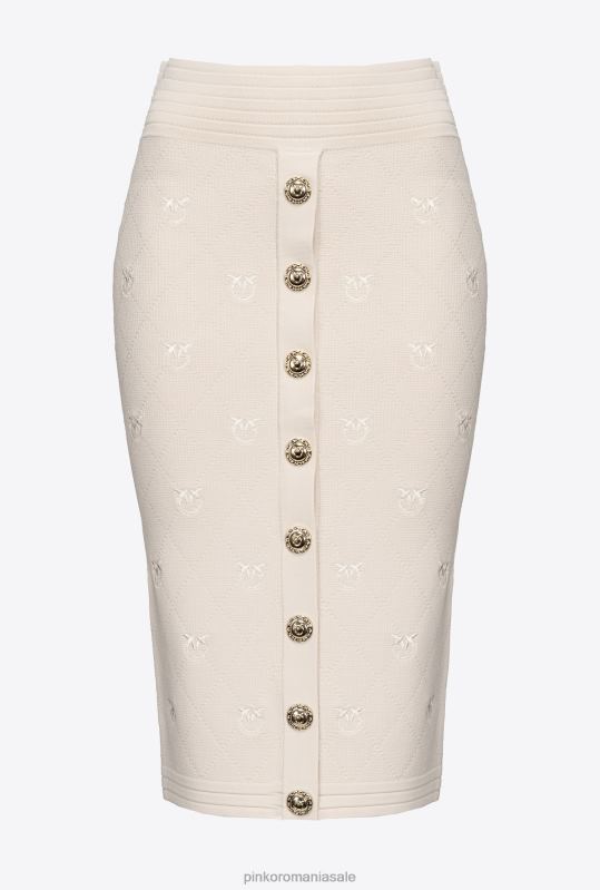 fuste până la jumătatea gambei | fusta jacquard love birds Pinko bej mesteacăn B0D08827