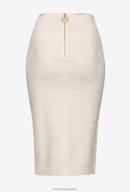 fuste până la jumătatea gambei | fusta jacquard love birds Pinko bej mesteacăn B0D08827