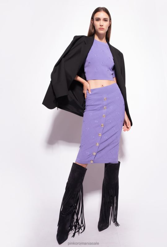 fuste până la jumătatea gambei | fusta jacquard love birds Pinko multicolor - negru/alb B0D08828