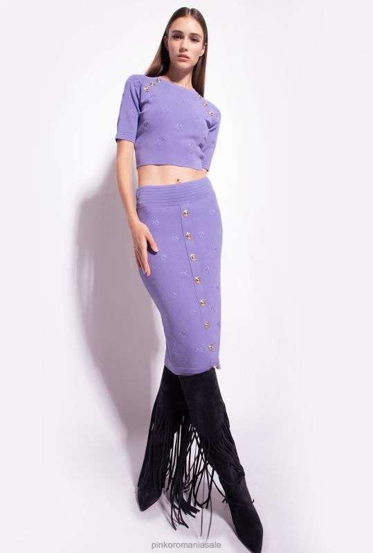 fuste până la jumătatea gambei | fusta jacquard love birds Pinko multicolor - negru/alb B0D08828