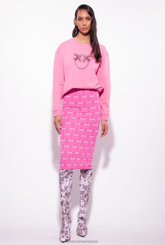 fuste până la jumătatea gambei | fusta jacquard monogramă până la gambă Pinko fucsia/roz B0D08824