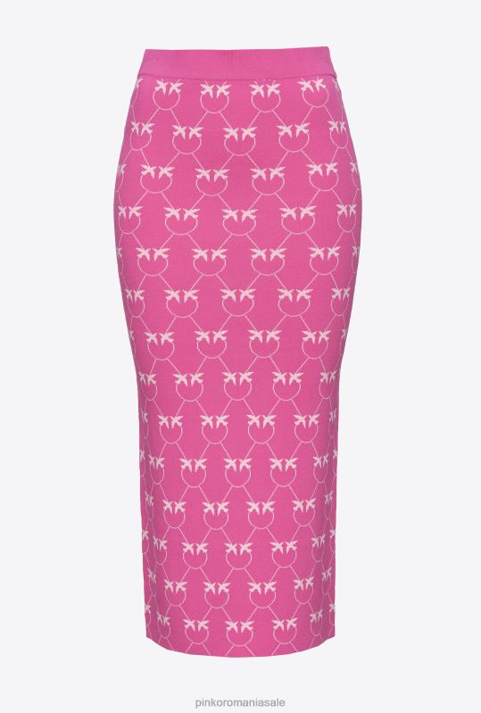 fuste până la jumătatea gambei | fusta jacquard monogramă până la gambă Pinko fucsia/roz B0D08824