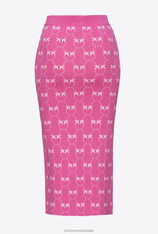 fuste până la jumătatea gambei | fusta jacquard monogramă până la gambă Pinko fucsia/roz B0D08824