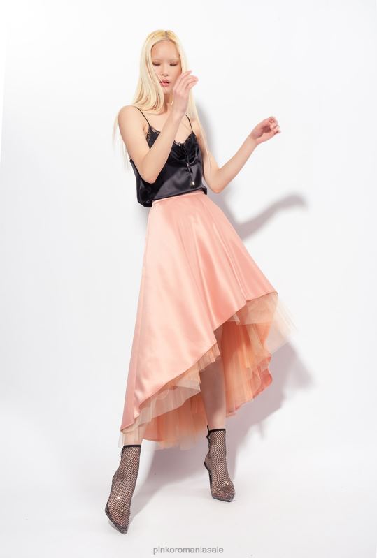 fuste până la jumătatea gambei | fusta maxi duchesse cu tesatura de tul Pinko trandafir cameo B0D08814