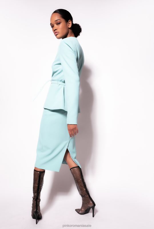 fuste până la jumătatea gambei | fusta midi cu fanta Pinko albastru nil B0D08799