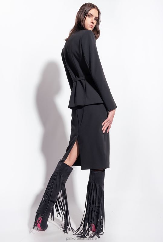 fuste până la jumătatea gambei | fusta midi cu fanta Pinko limuzina neagră B0D08800