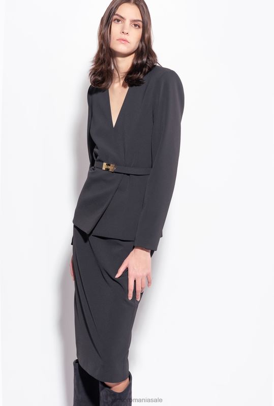 fuste până la jumătatea gambei | fusta midi cu fanta Pinko limuzina neagră B0D08800