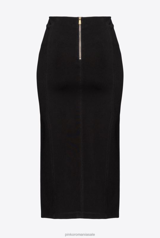 fuste până la jumătatea gambei | fusta midi cu fanta Pinko limuzina neagră B0D08921