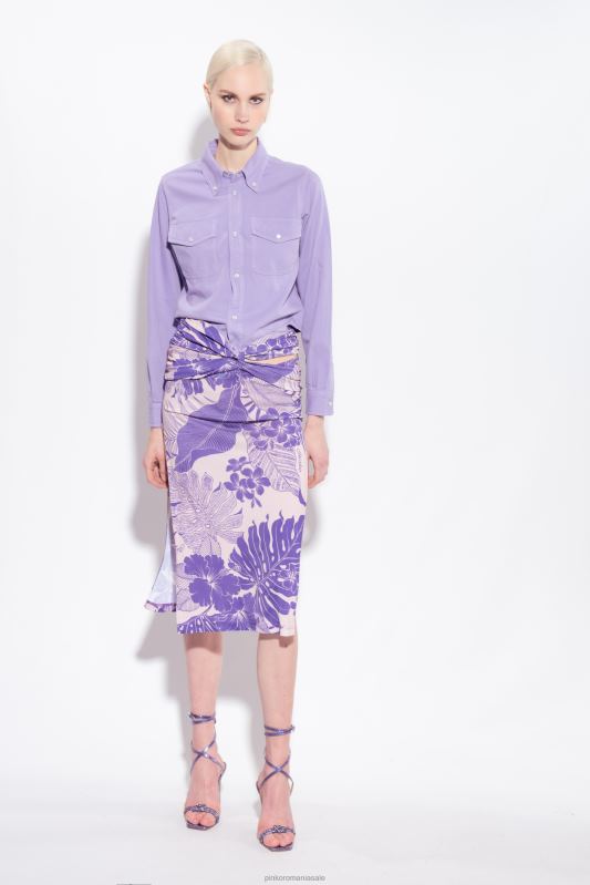 fuste până la jumătatea gambei | fusta midi cu imprimeu floral Pinko nud/violet B0D08801