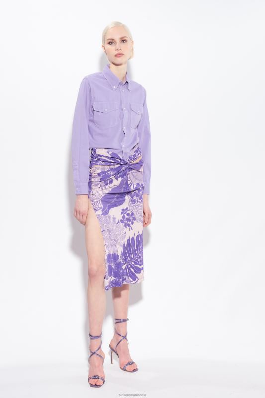 fuste până la jumătatea gambei | fusta midi cu imprimeu floral Pinko nud/violet B0D08801