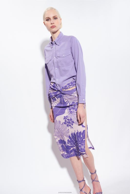 fuste până la jumătatea gambei | fusta midi cu imprimeu floral Pinko nud/violet B0D08801