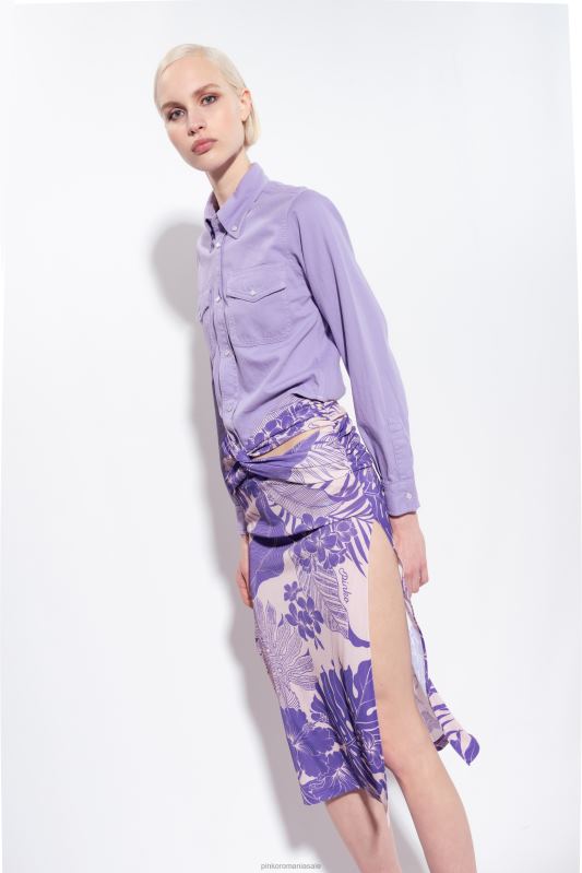 fuste până la jumătatea gambei | fusta midi cu imprimeu floral Pinko nud/violet B0D08801