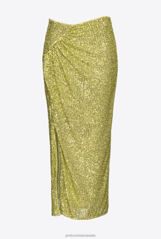 fuste până la jumătatea gambei | fusta midi cu paiete Pinko verde - solfatara B0D08903