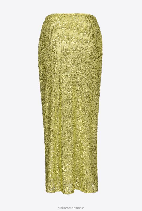fuste până la jumătatea gambei | fusta midi cu paiete Pinko verde - solfatara B0D08903